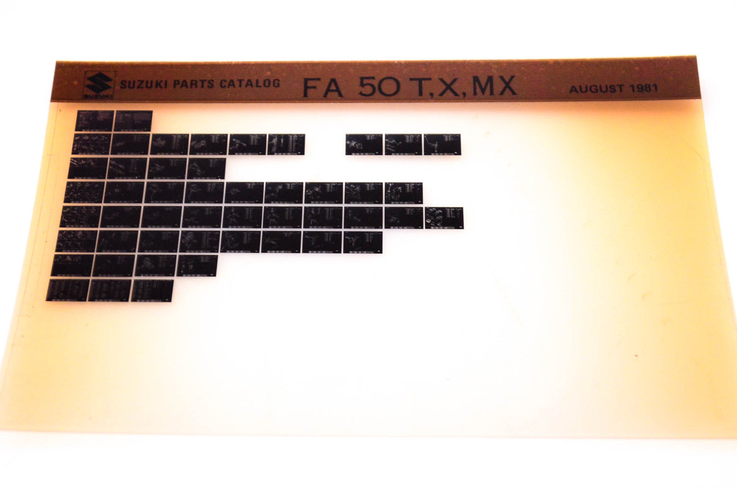 OEM Suzuki FA 50 T,X,MX 1981/August Suzuki Parts Catalog FA 50 T,X,MX Microfiche