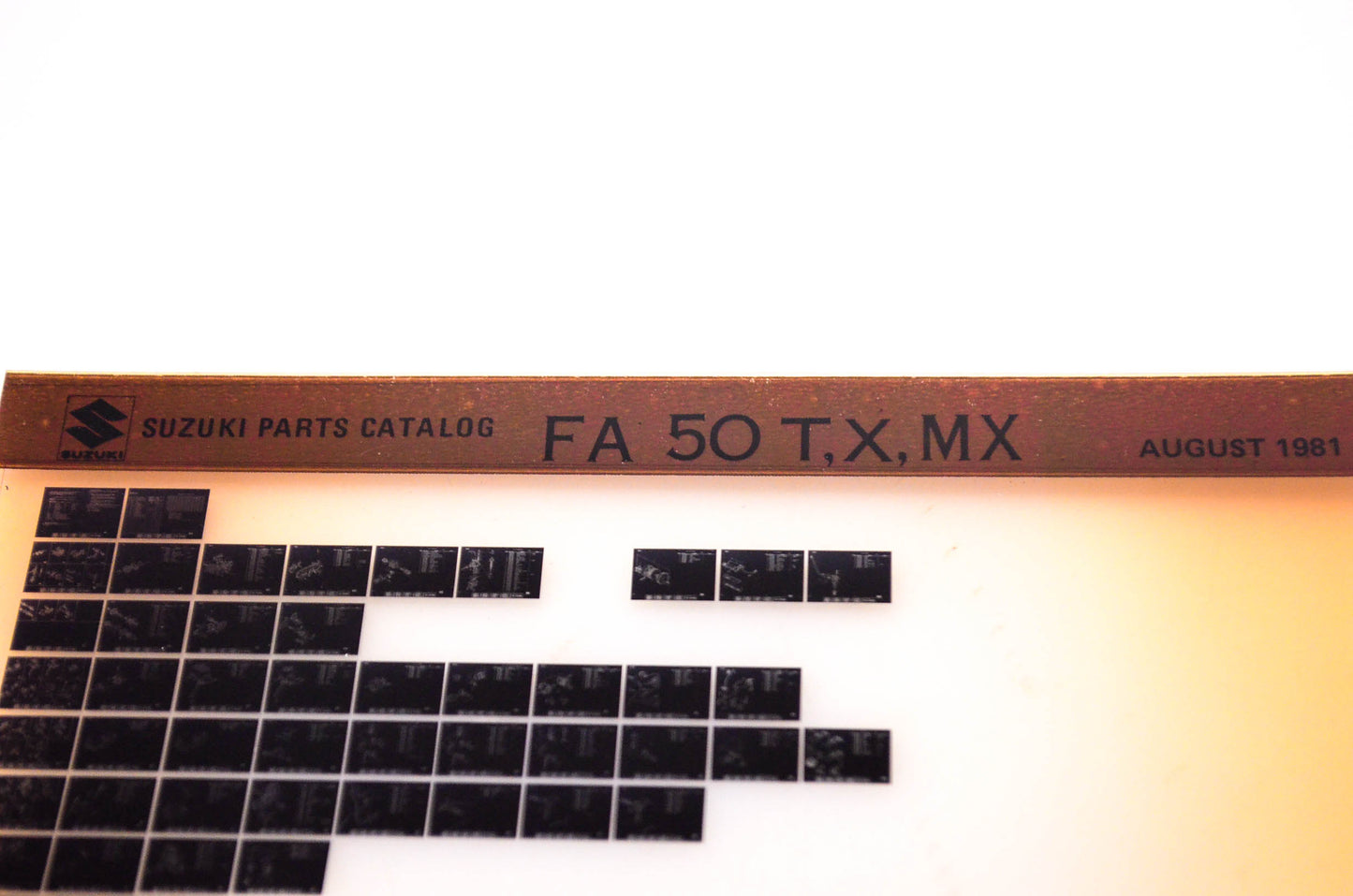 OEM Suzuki FA 50 T,X,MX 1981/August Suzuki Parts Catalog FA 50 T,X,MX Microfiche