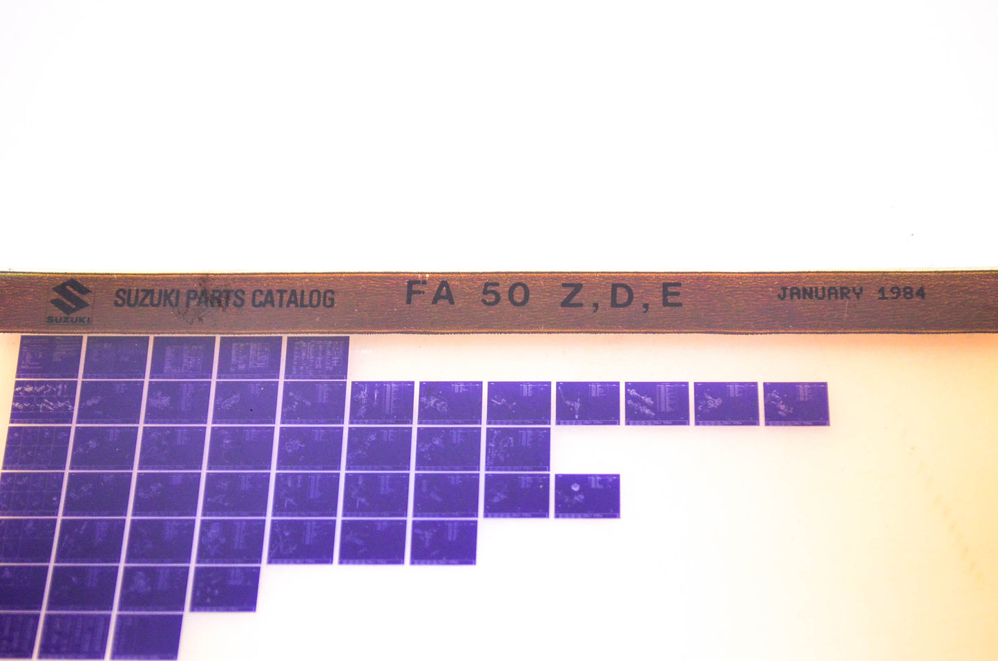 OEM Suzuki FA 50 Z,D,E 1984/January Suzuki Parts Catalog FA 50 Z,D,E Microfiche