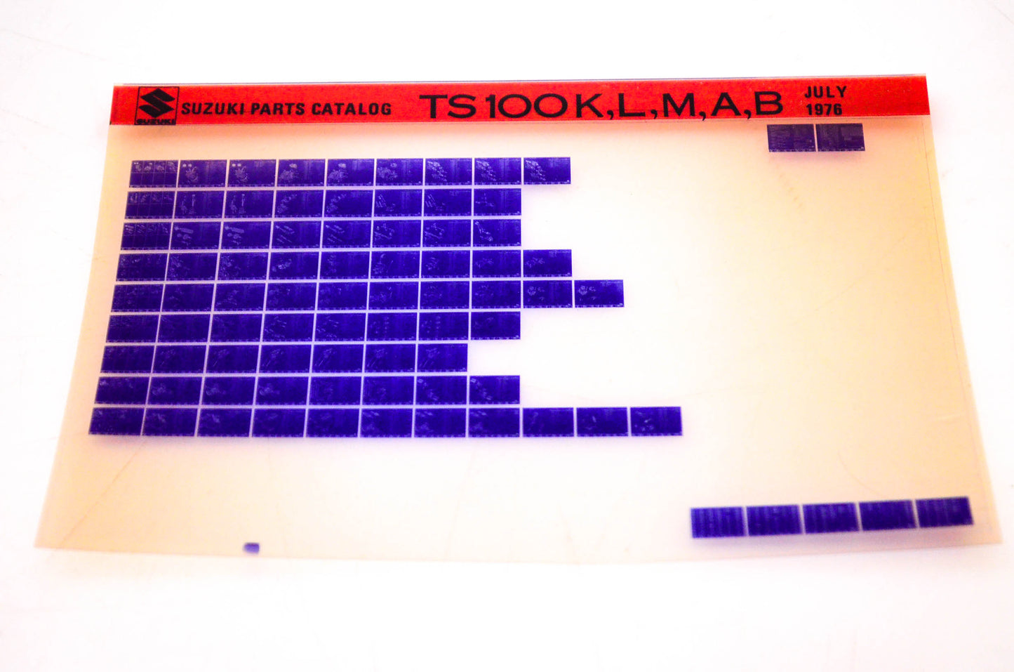 OEM Suzuki TS100K,L,M,A,B 1976/July Suzuki Parts Catalog TS100K,L,M,A,B Microfiche