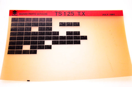 OEM Suzuki TS 125 T,X 1981/July Suzuki Parts Catalog TS 125 T,X Microfiche
