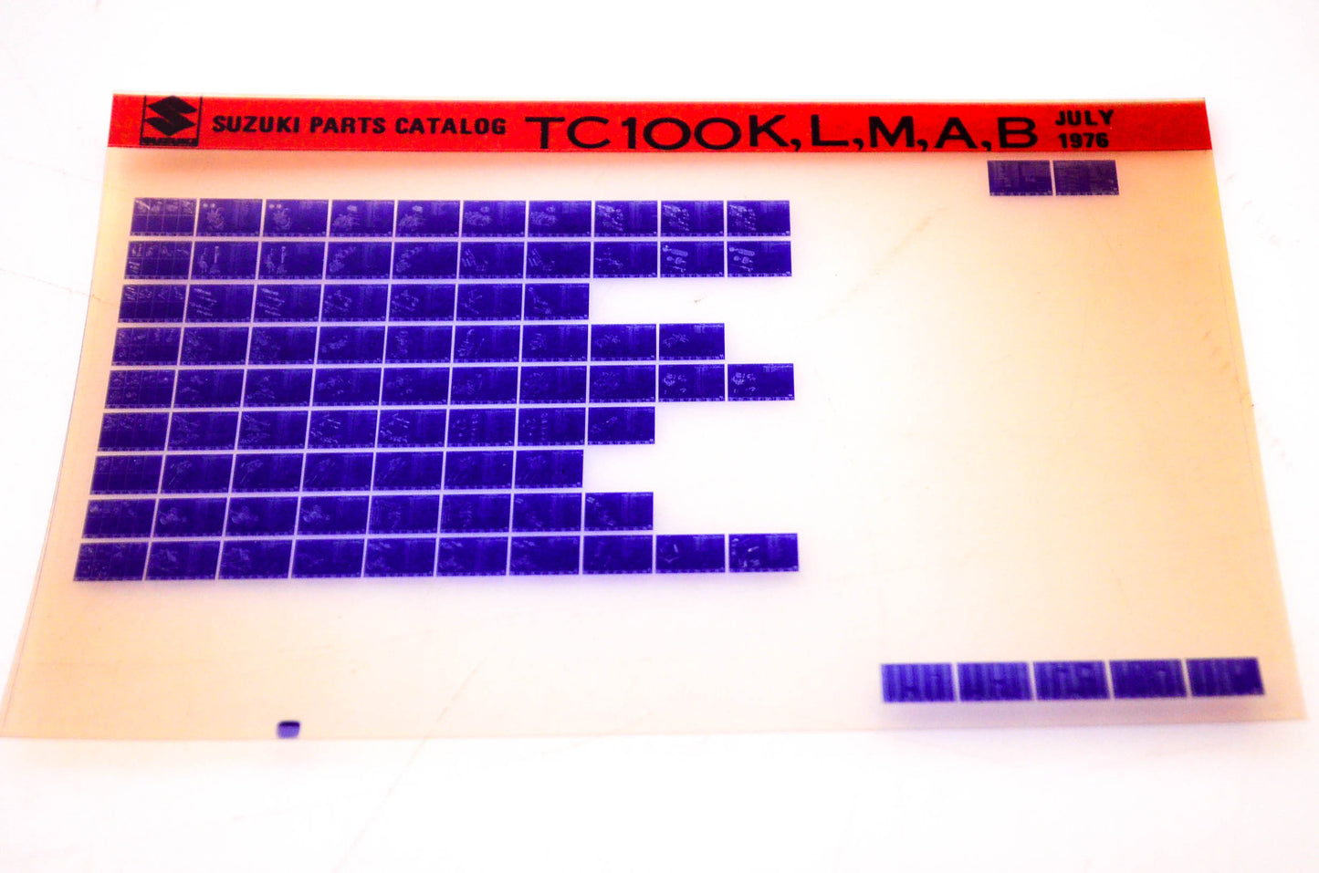 OEM Suzuki TC100K,L,M,A,B 1976/July Suzuki Parts Catalog TC100K,L,M,A,B Microfiche