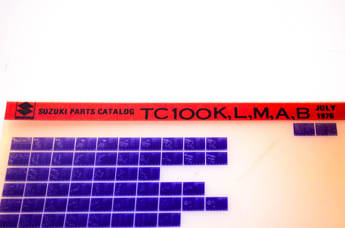OEM Suzuki TC100K,L,M,A,B 1976/July Suzuki Parts Catalog TC100K,L,M,A,B Microfiche