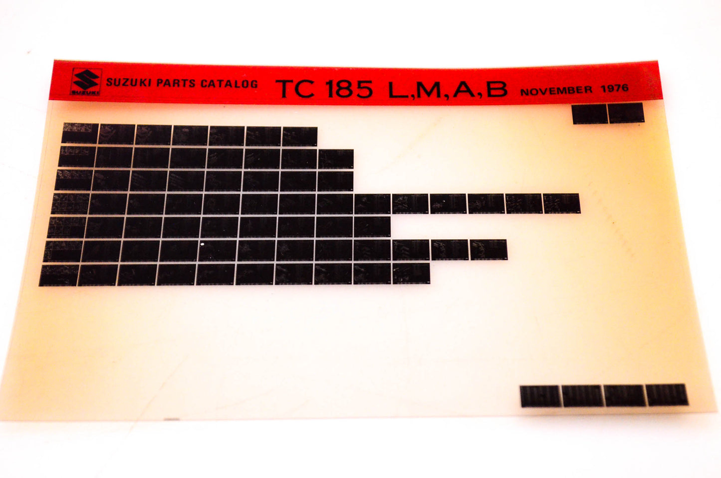 OEM Suzuki TC 185 L,M,A,B 1976/November Suzuki Parts Catalog TC 185 L,M,A,B Microfiche