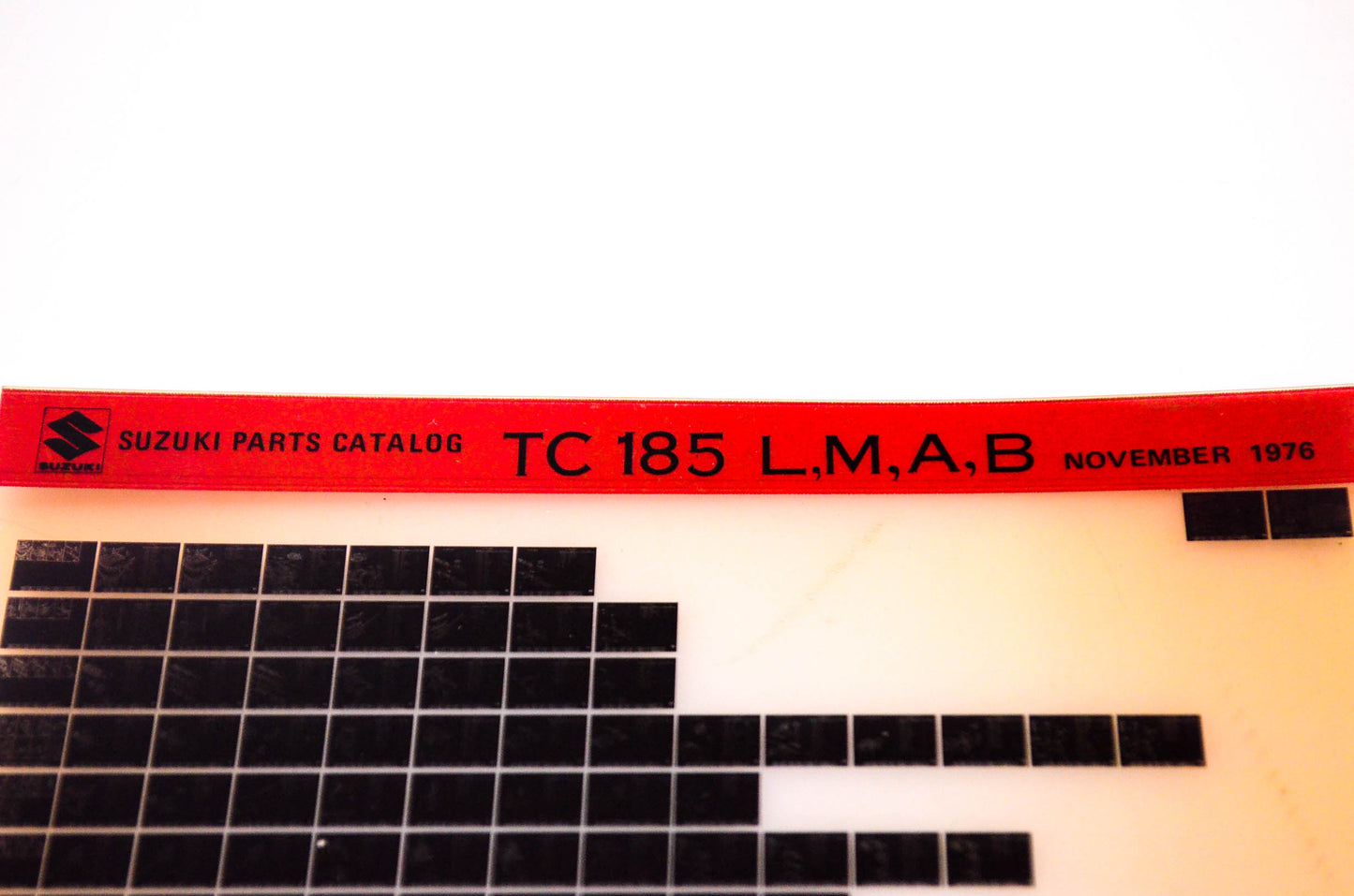 OEM Suzuki TC 185 L,M,A,B 1976/November Suzuki Parts Catalog TC 185 L,M,A,B Microfiche