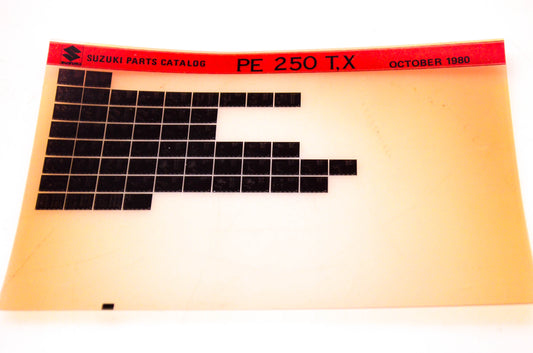 OEM Suzuki PE 250 T,X 1980/October Suzuki Parts Catalog PE 250 T,X Microfiche