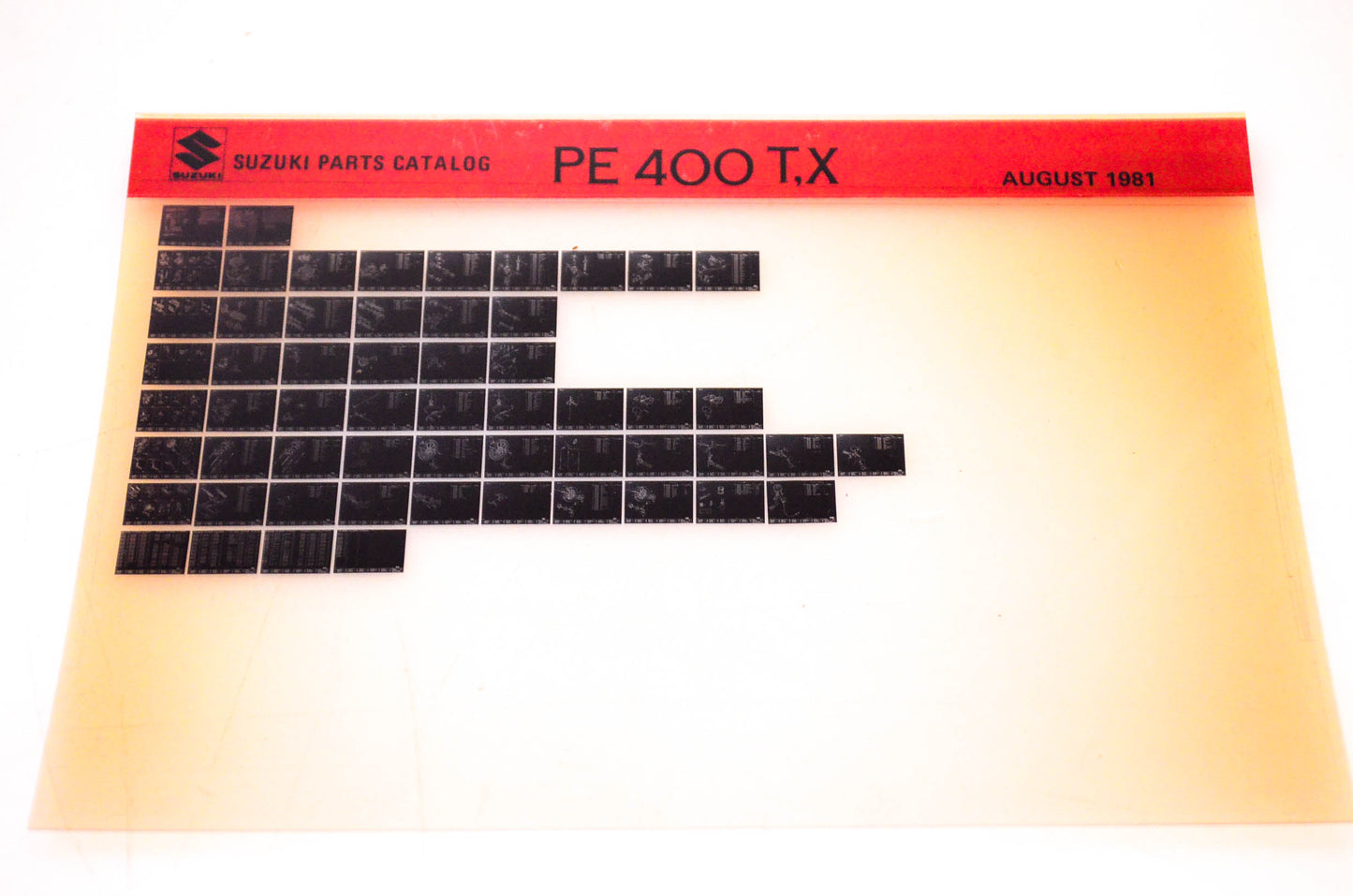 OEM Suzuki PE 400 T,X 1981/August Suzuki Parts Catalog PE 400 T,X Microfiche