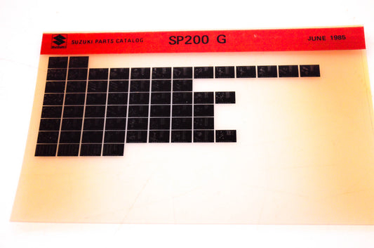 OEM Suzuki SP200 G 1985/June Suzuki Parts Catalog SP200 G Microfiche