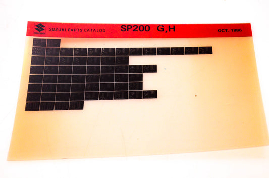 OEM Suzuki SP200 G,H 1986/October Suzuki Parts Catalog SP200 G,H Microfiche