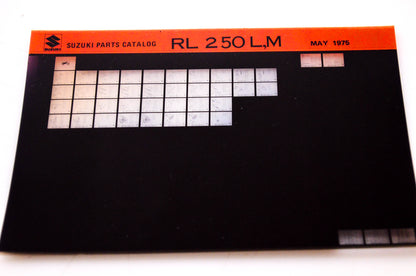 OEM Suzuki RL 250 L,M 1975/May Suzuki Parts Catalog RL 250 L,M Microfiche