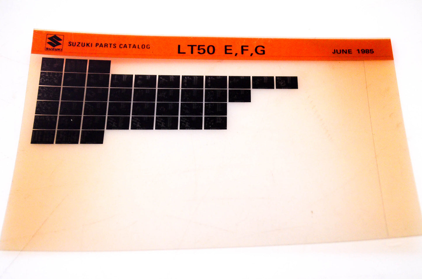 OEM Suzuki LT50 E,F,G 1985/June Suzuki Parts Catalog LT50 E,F,G Microfiche