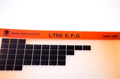 OEM Suzuki LT50 E,F,G 1985/June Suzuki Parts Catalog LT50 E,F,G Microfiche