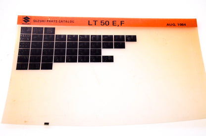 OEM Suzuki LT 50 E,F 1984/August Suzuki Parts Catalog LT 50 E,F Microfiche