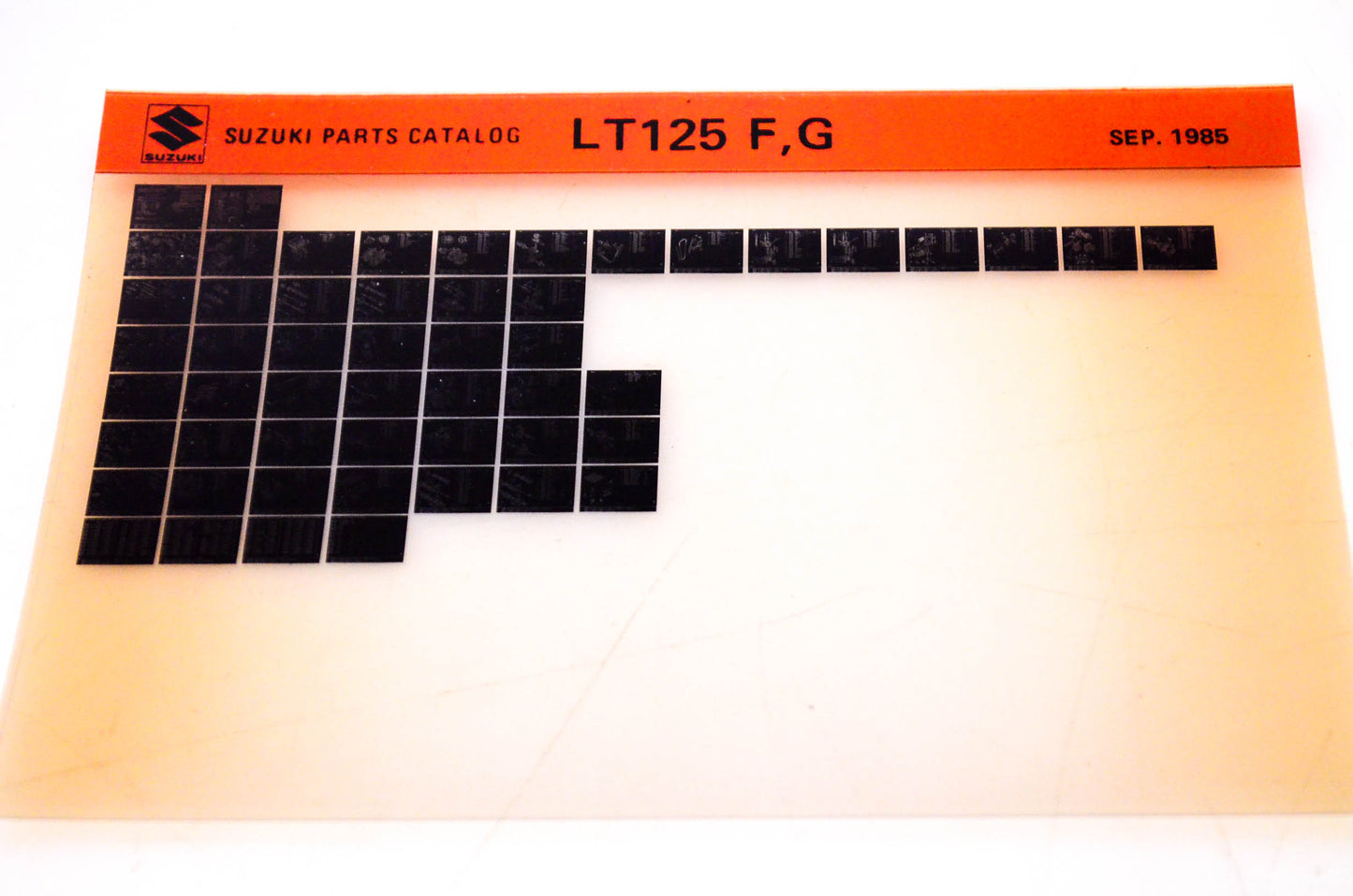 OEM Suzuki LT125 F,G 1985/September Suzuki Parts Catalog LT125 F,G Microfiche