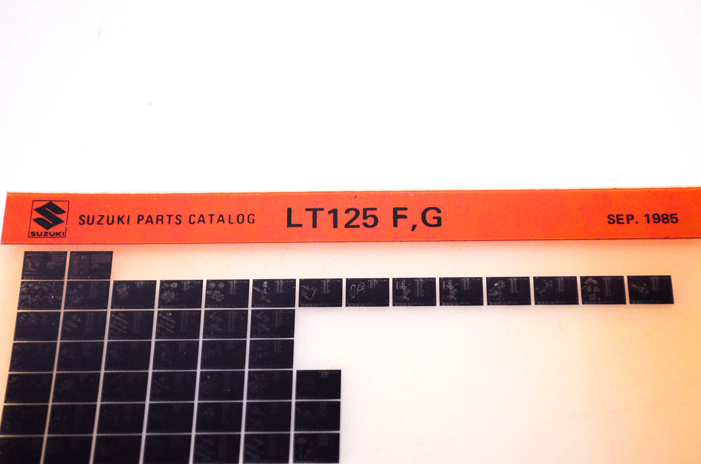 OEM Suzuki LT125 F,G 1985/September Suzuki Parts Catalog LT125 F,G Microfiche