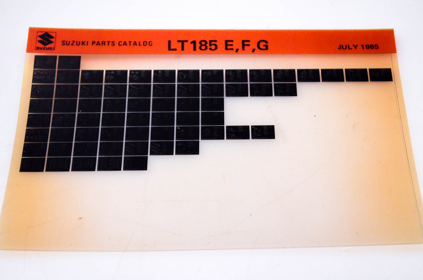 OEM Suzuki LT185 E,F,G 1985/July Parts Catalog Microfiche