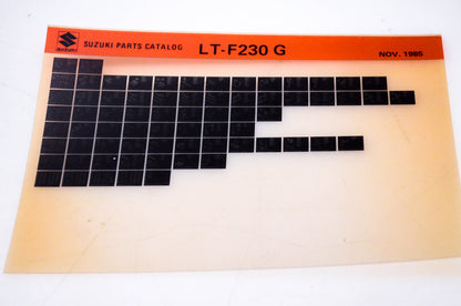 OEM Suzuki LT-F230 G 1985/November Parts Catalog Microfiche
