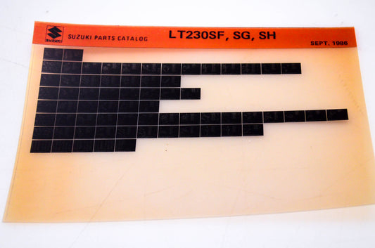OEM Suzuki LT230SF, SG, SH 1986/September Parts Catalog Microfiche