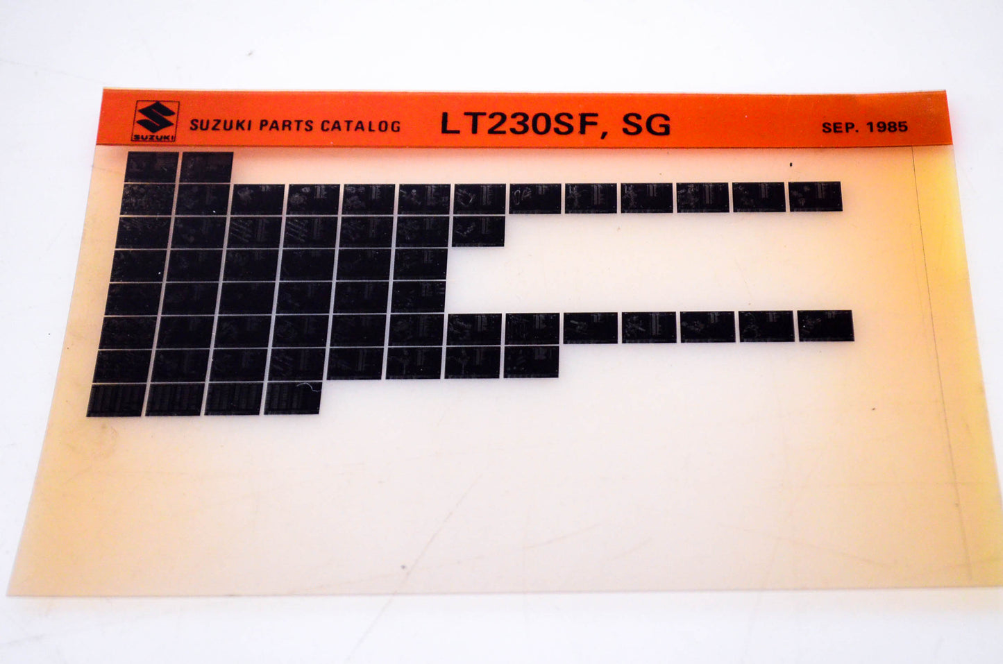 OEM Suzuki LT230SF, SG 1985/September Parts Catalog Microfiche