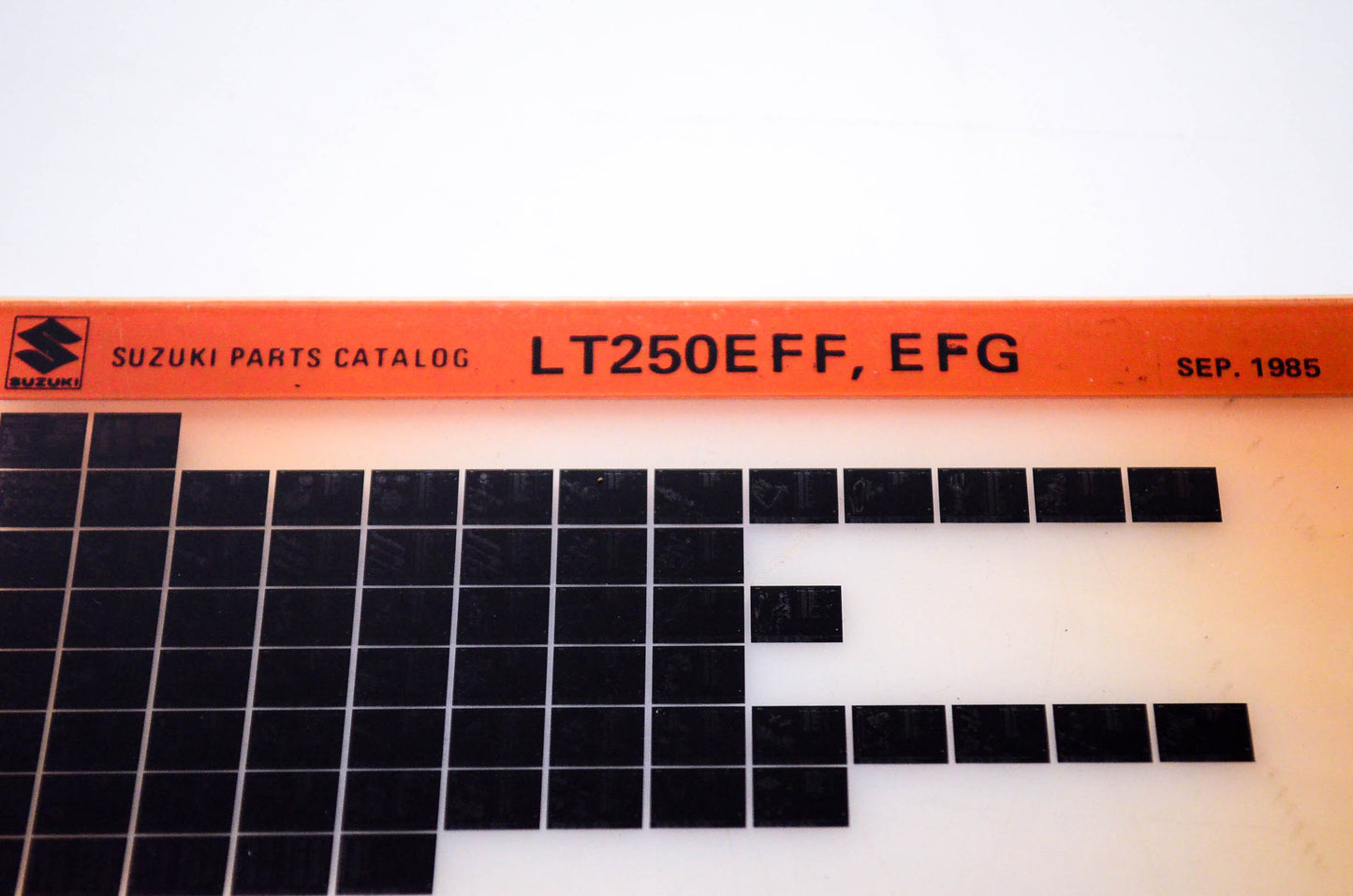 OEM Suzuki LT250EFF, EFG 1985/September Parts Catalog Microfiche