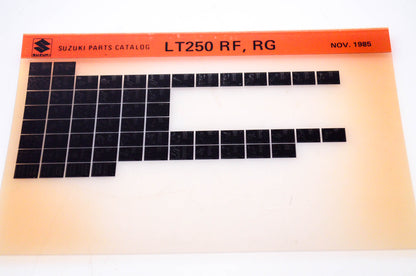OEM Suzuki LT250 RF, RG 1985/November Parts Catalog Microfiche