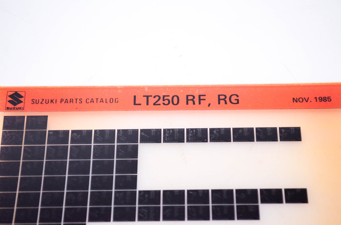 OEM Suzuki LT250 RF, RG 1985/November Parts Catalog Microfiche
