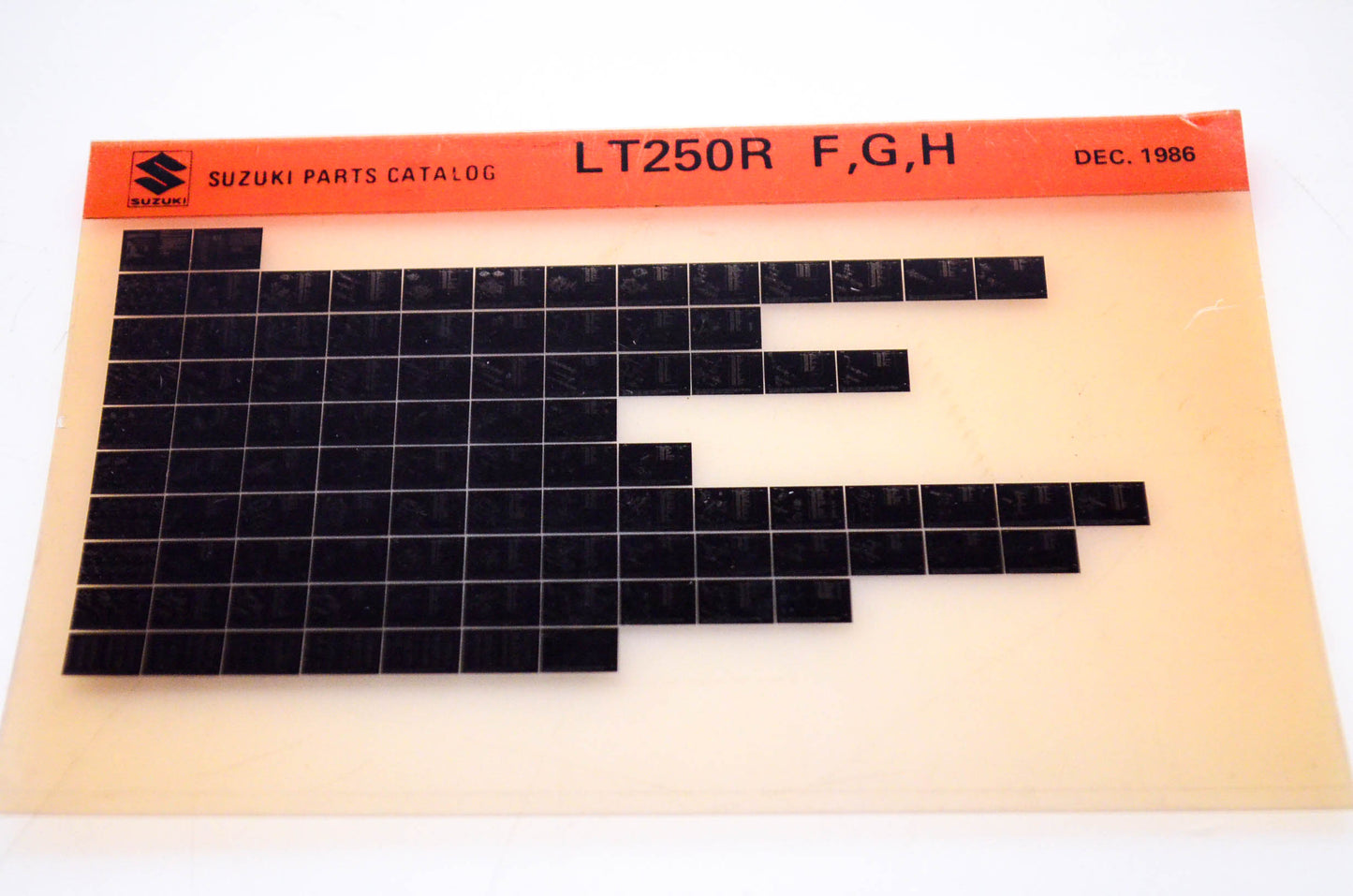 OEM Suzuki LT250R F,G,H 1986/December Parts Catalog Microfiche