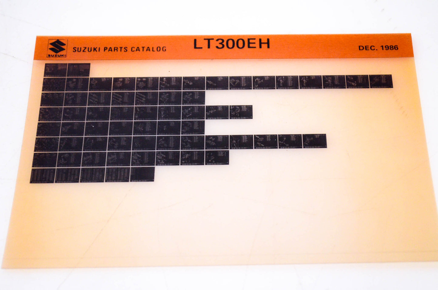 OEM Suzuki LT300EH 1986/December Parts Catalog Microfiche