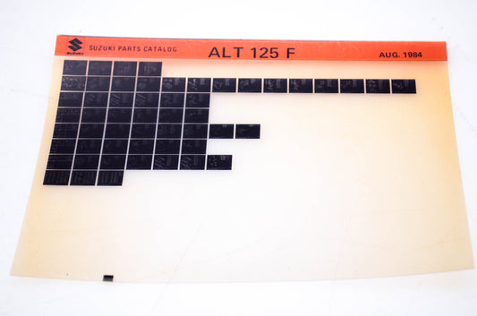 OEM Suzuki ALT 125 F 1984/August Parts Catalog Microfiche