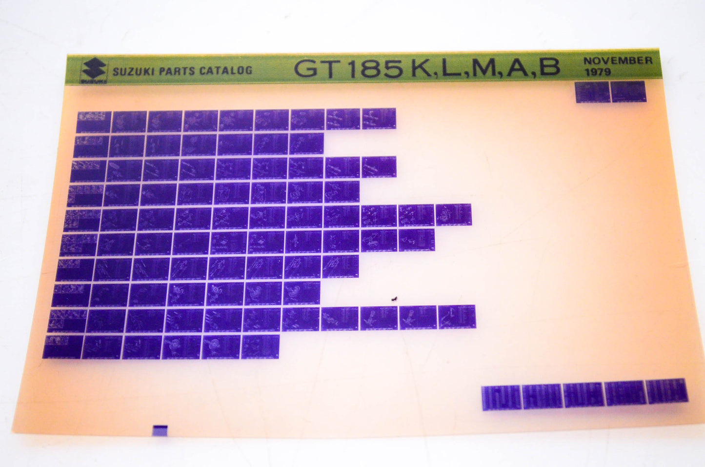 OEM Suzuki GT185K,L,M,A,B 1979/November Parts Catalog Microfiche