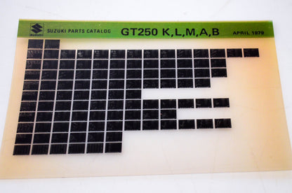 OEM Suzuki GT250 K,L,M,A,B 1979/April Parts Catalog Microfiche