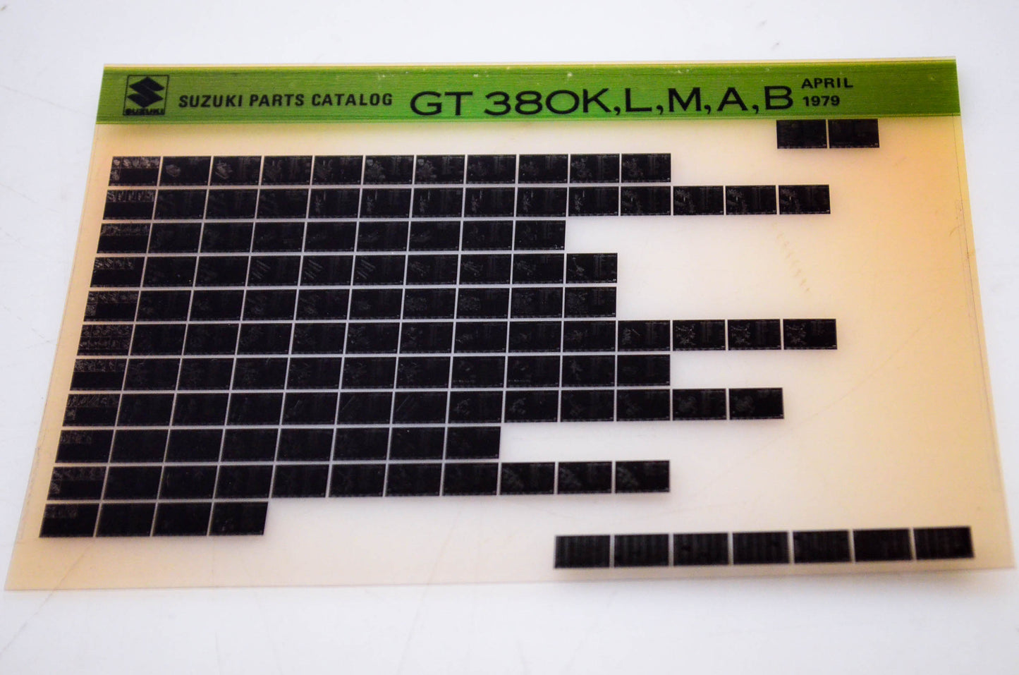 OEM Suzuki GT 380K,L,M,A,B 1979/April Parts Catalog Microfiche
