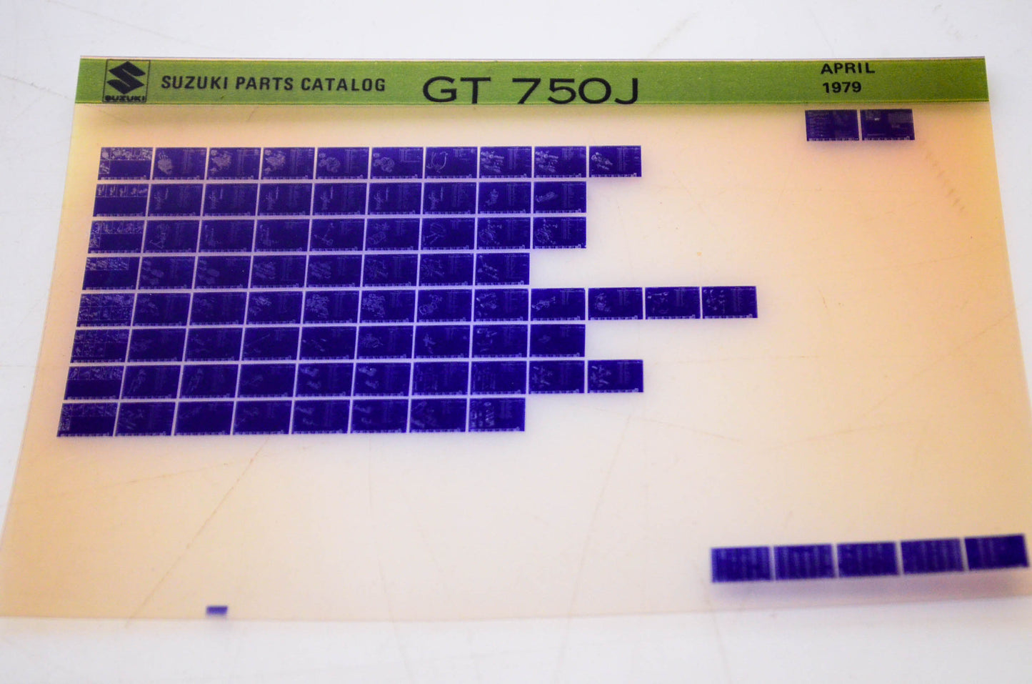 OEM Suzuki GT 750J 1979/April Parts Catalog Microfiche