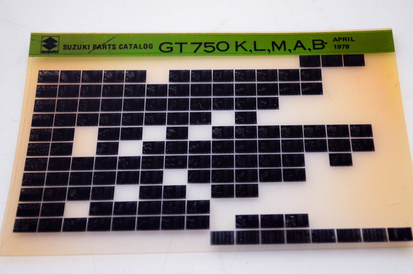 OEM Suzuki GT750 K,L,M,A,B 1979/April Parts Catalog Microfiche