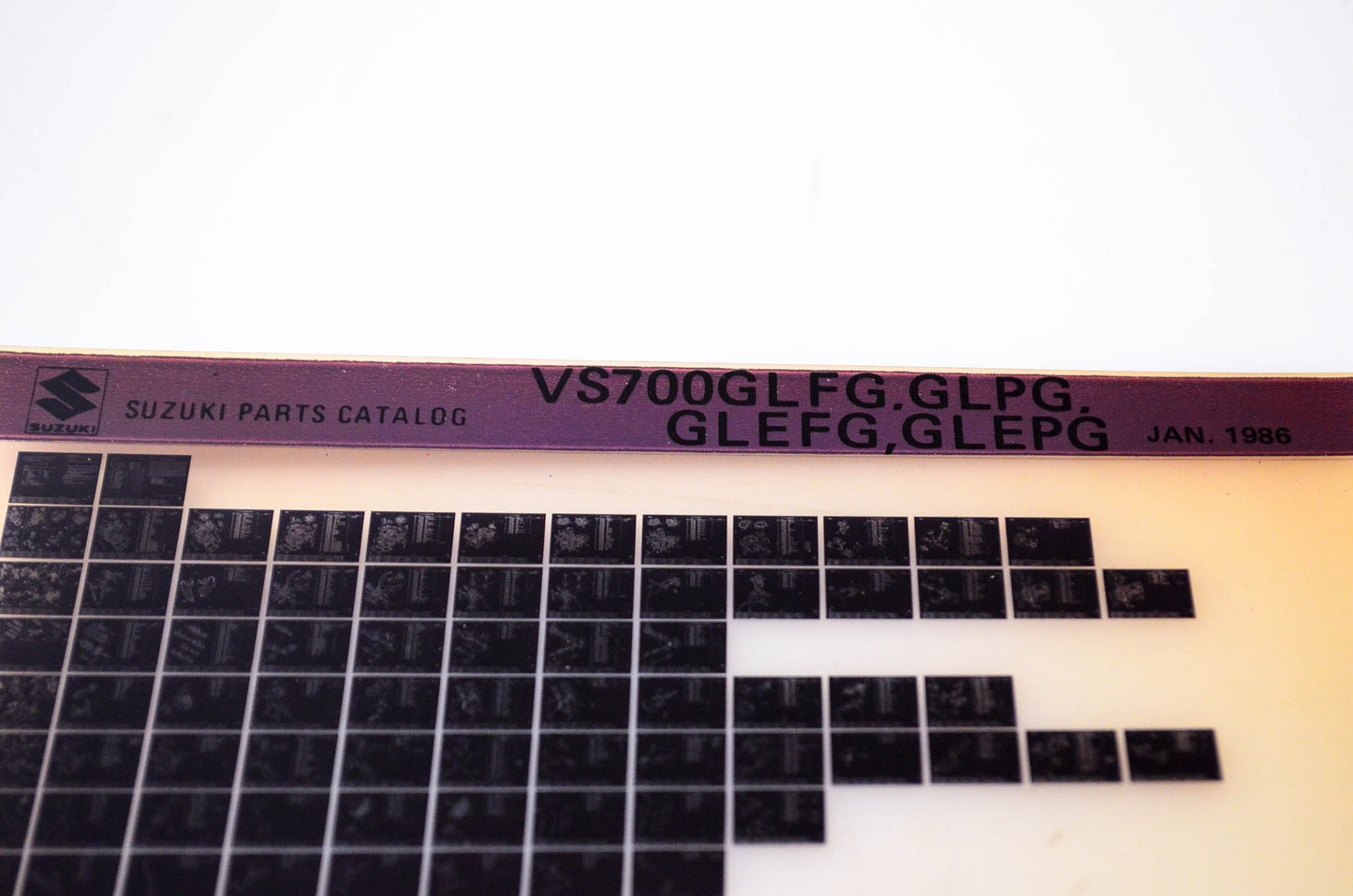 OEM Suzuki VS700GLFG,GLPG,GLEFG,GLEPG 1986/January Parts Catalog Microfiche