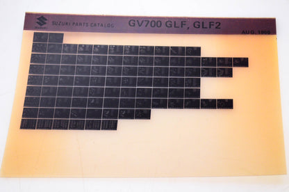 OEM Suzuki GV700 GLF, GLF2 1986/August Parts Catalog Microfiche