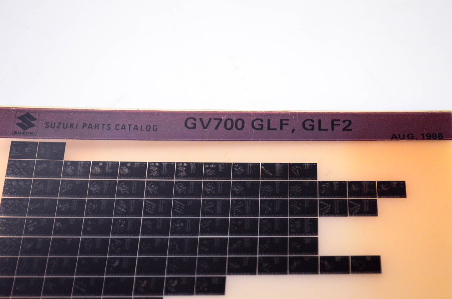 OEM Suzuki GV700 GLF, GLF2 1986/August Parts Catalog Microfiche