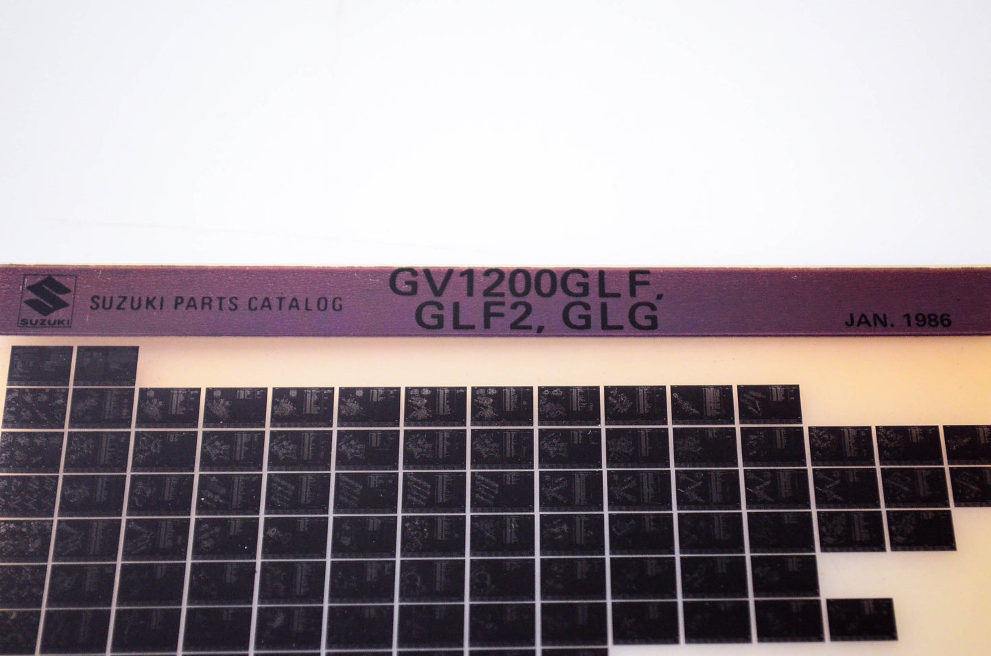 OEM Suzuki GV1200 GLF, GLF2, GLG 1986/January Parts Catalog Microfiche