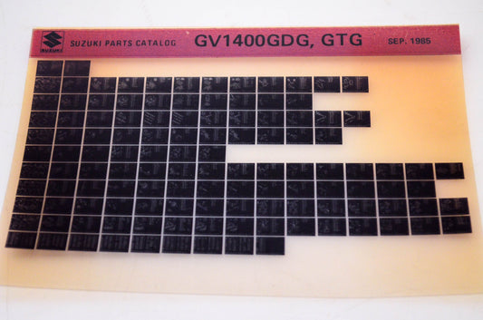 OEM Suzuki GV1400 GDG, GTG 1985/September Parts Catalog Microfiche