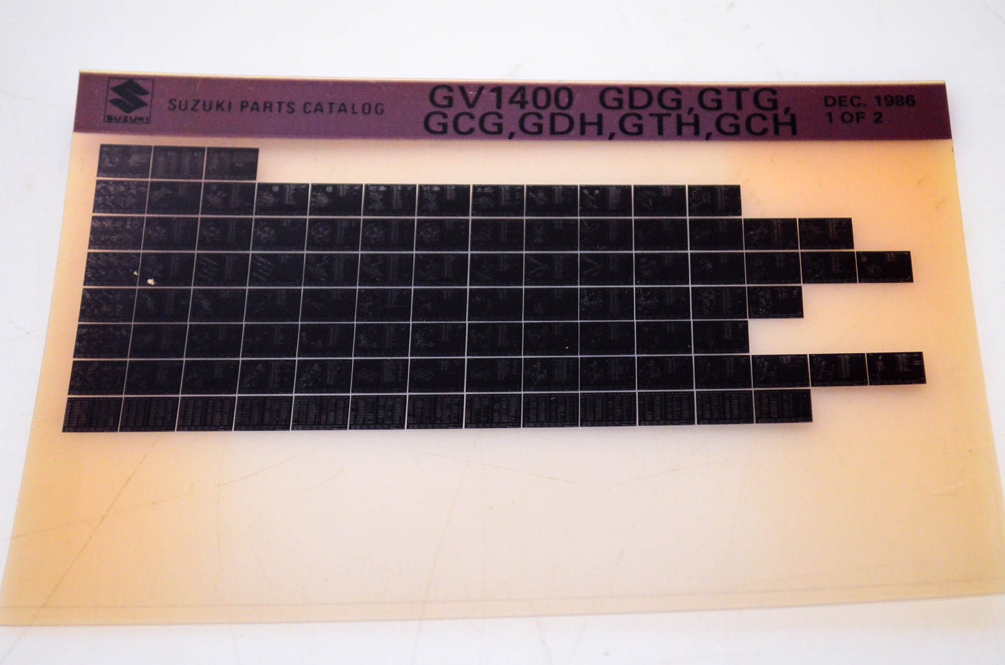 OEM Suzuki GV1400 GDG,GTG,GCG,GDH,GTH,GCH 1986/Dec Parts Catalog Microfiche 1/2