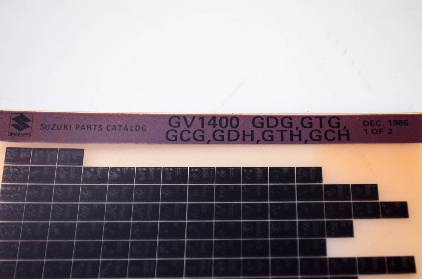 OEM Suzuki GV1400 GDG,GTG,GCG,GDH,GTH,GCH 1986/Dec Parts Catalog Microfiche 1/2