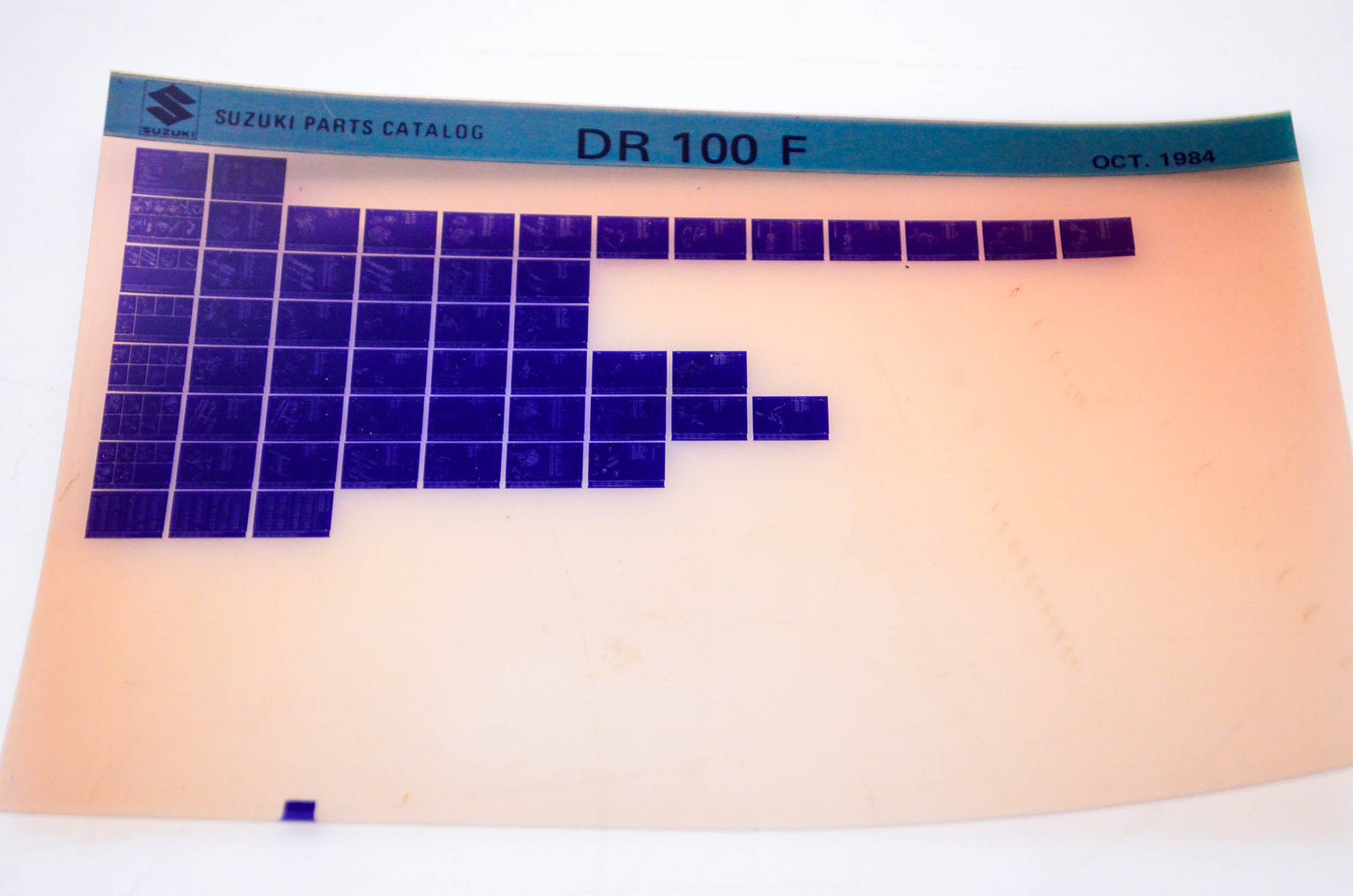 OEM Suzuki DR 100 F 1984/October Parts Catalog Microfiche