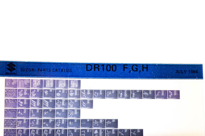 OEM Suzuki DR100 F,G,H 1986/July Parts Catalog Microfiche