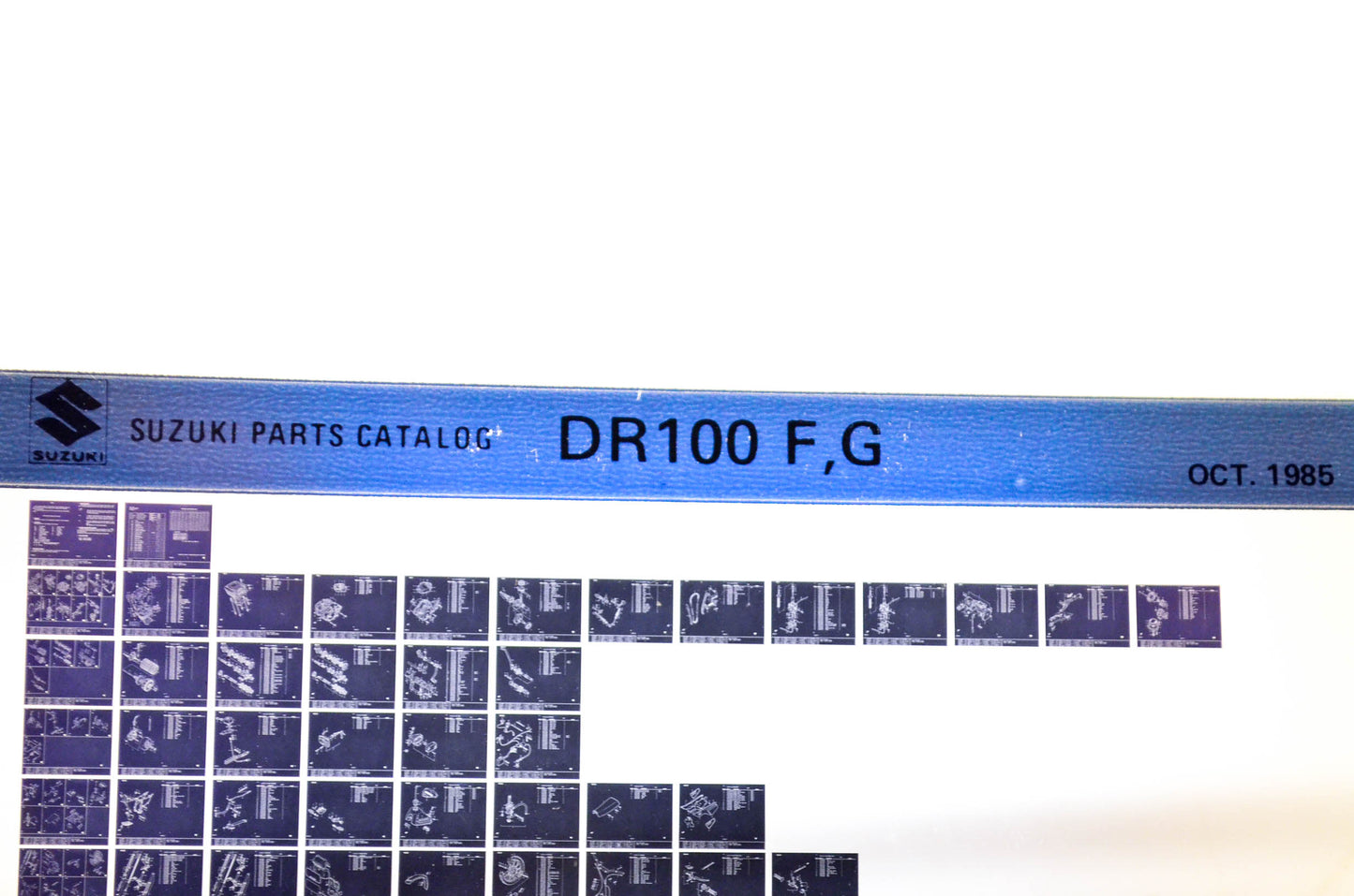 OEM Suzuki DR100 F,G 1985/October Parts Catalog Microfiche