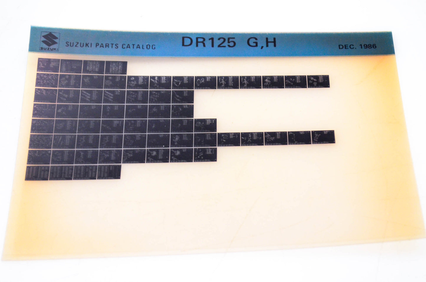 OEM Suzuki DR125 G,H 1986/December Parts Catalog Microfiche