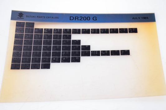 OEM Suzuki DR200 G 1985/July Parts Catalog Microfiche