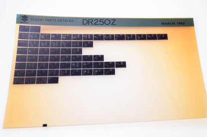OEM Suzuki DR250Z 1982/March Parts Catalog Microfiche