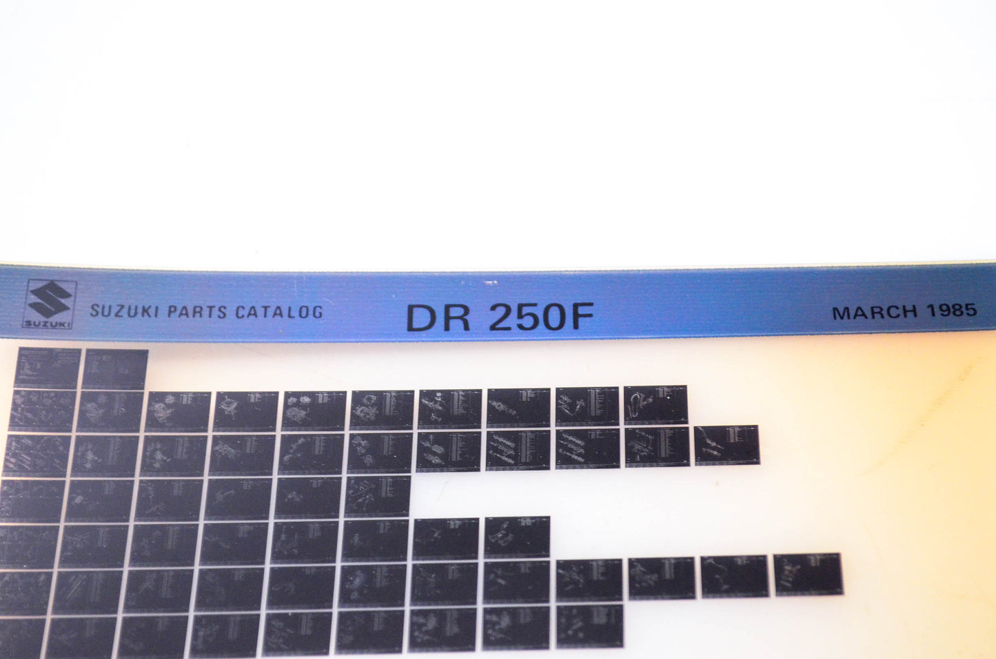 OEM Suzuki DR 250F 1985/March Parts Catalog Microfiche
