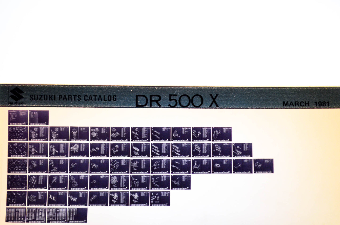 OEM Suzuki DR 500 X 1981/March Parts Catalog Microfiche