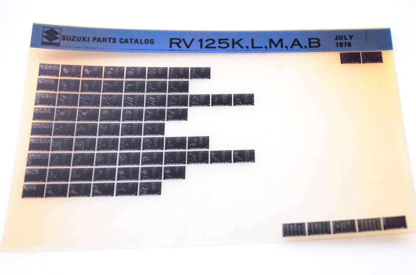 OEM Suzuki RV 125K,L,M,A,B 1976/July Parts Catalog Microfiche
